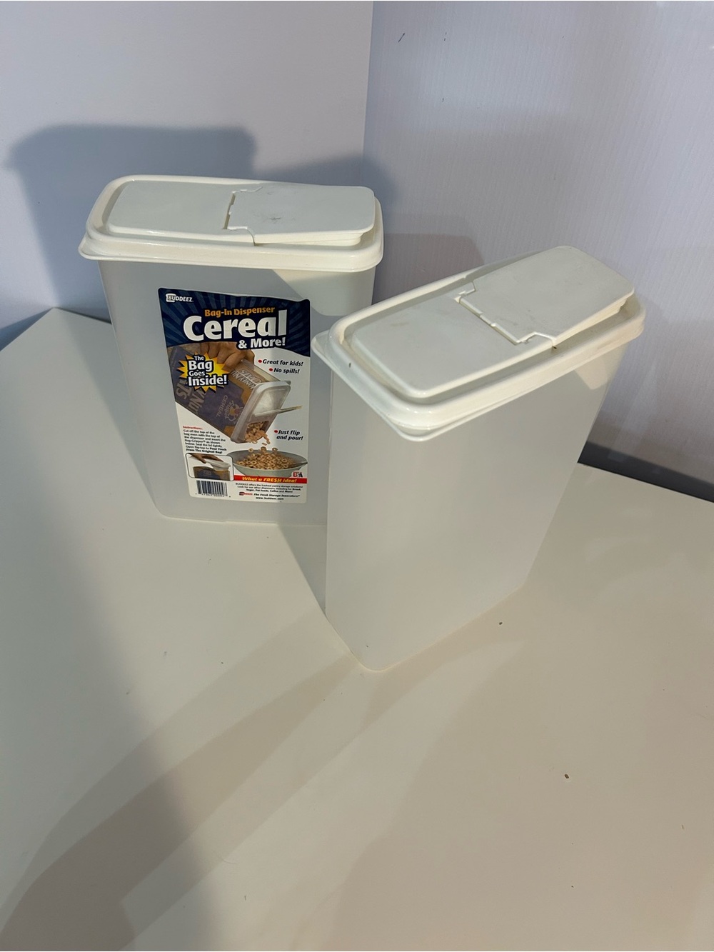 2 Food Storage Dispensers- set of 2 - White- cereal dispensers and more